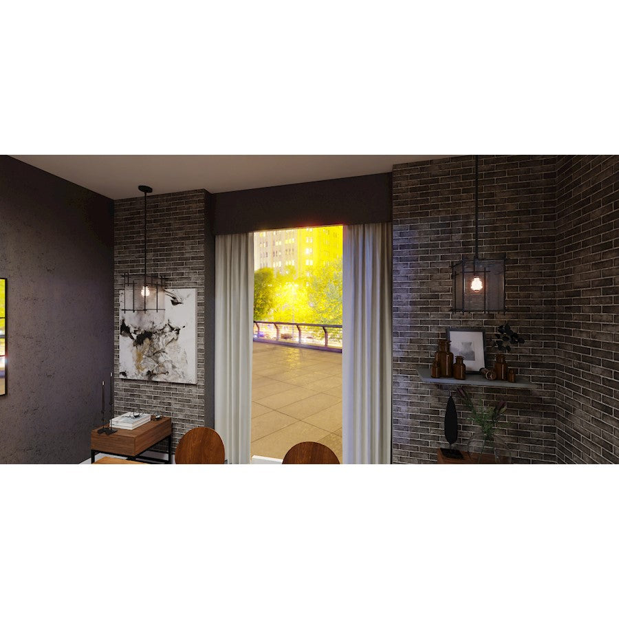 Daphne 1 Light Mini Pendant, Matte Black/Clear Ice