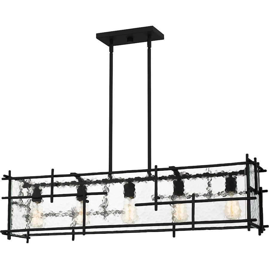 Daphne 5 Light Island Light, Matte Black/Clear Ice