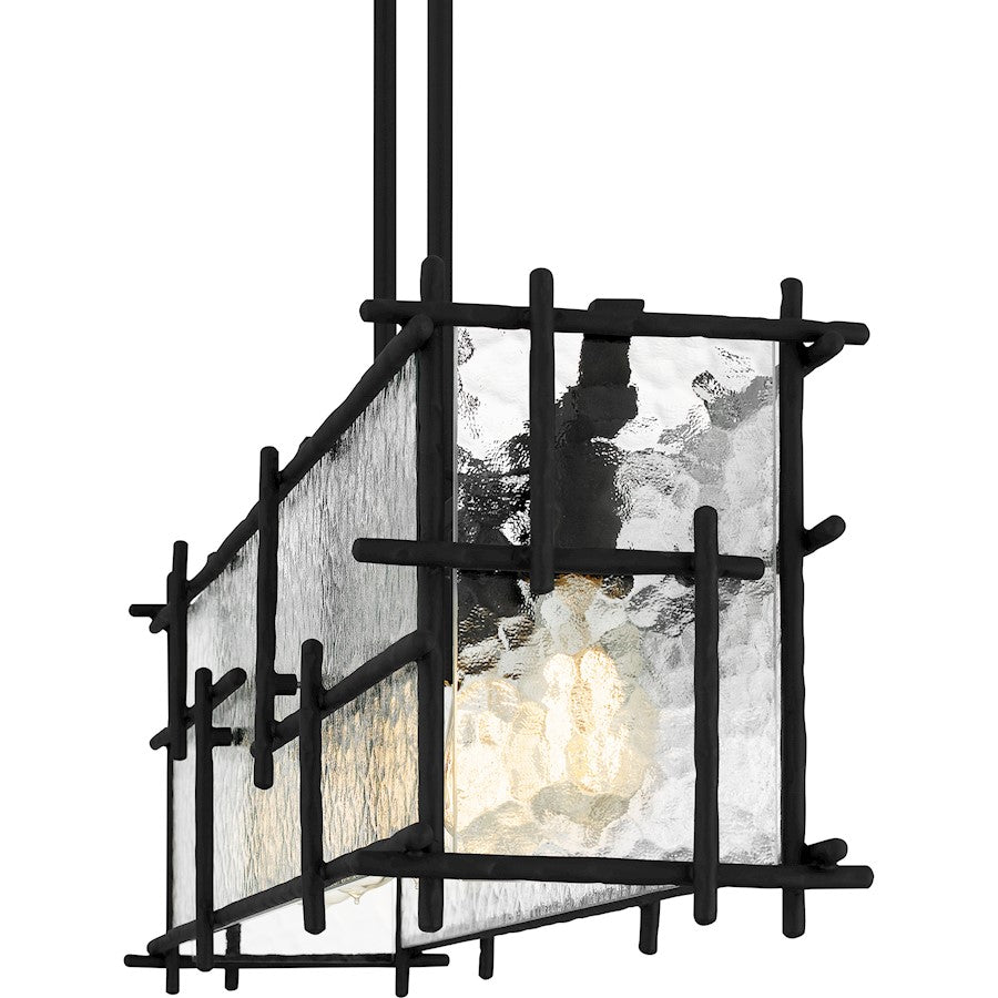 Daphne 5 Light Island Light, Matte Black/Clear Ice