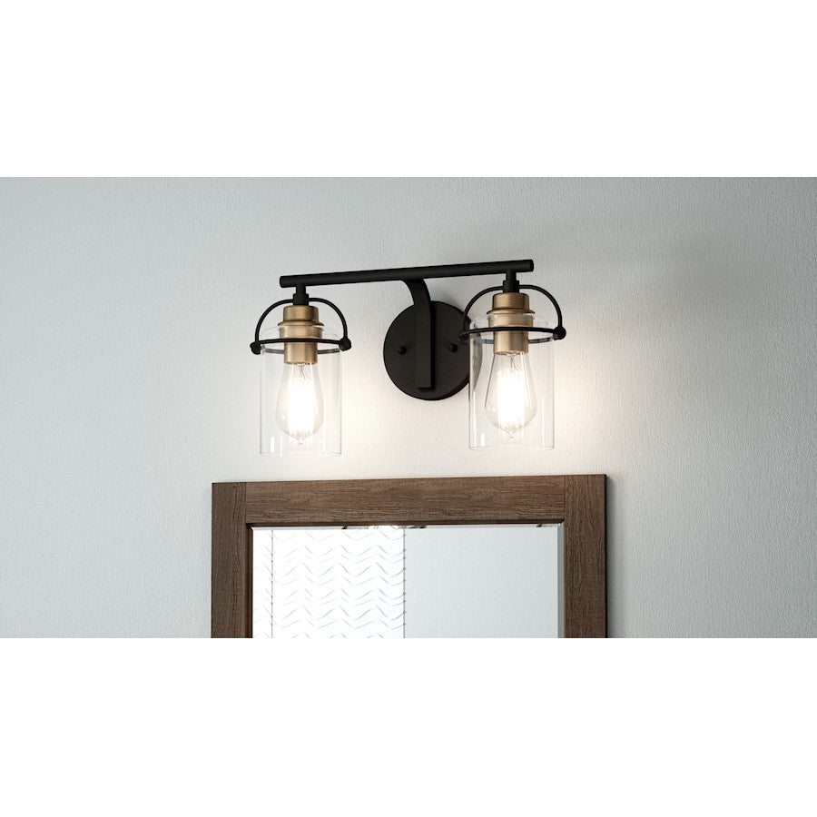Emerson 2 Light Bath Vanity, Matte Black