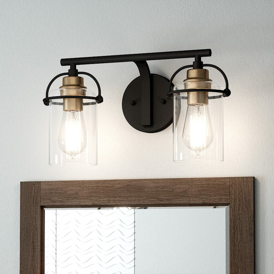 Emerson 2 Light Bath Vanity, Matte Black