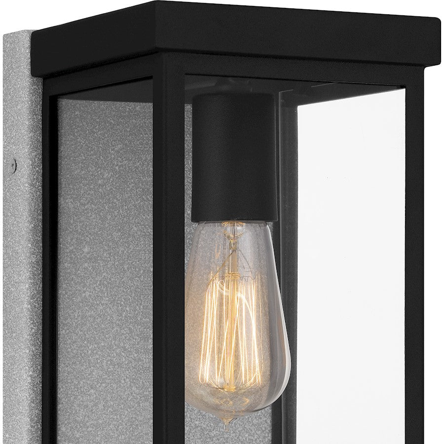 Ezra 1 Light Outdoor Lantern, Earth Black/Clear Tempered