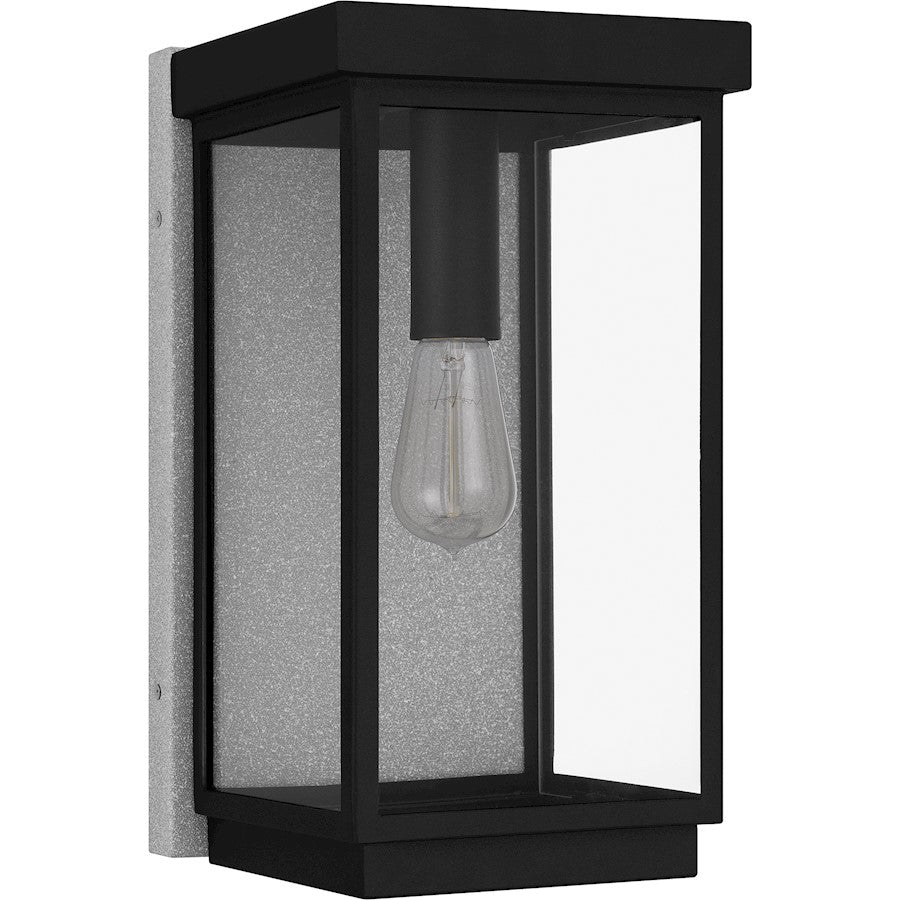 Ezra 1 Light Outdoor Lantern, Earth Black/Clear Tempered