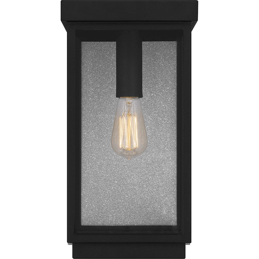 Ezra 1 Light Outdoor Lantern, Earth Black/Clear Tempered