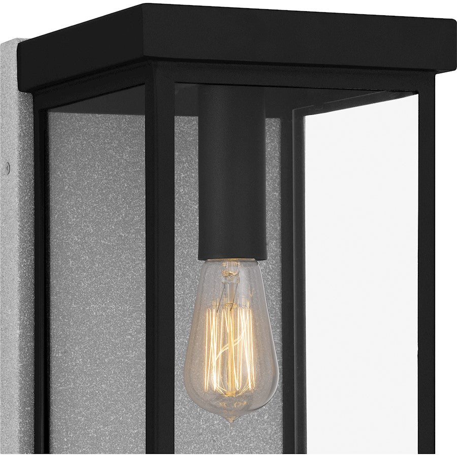 Ezra 1 Light Outdoor Lantern, Earth Black/Clear Tempered