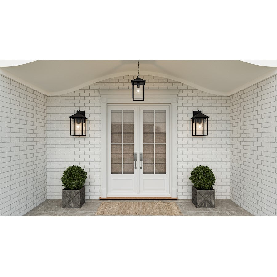 Fletcher 1 Light Outdoor Lantern, Earth Black/Clear