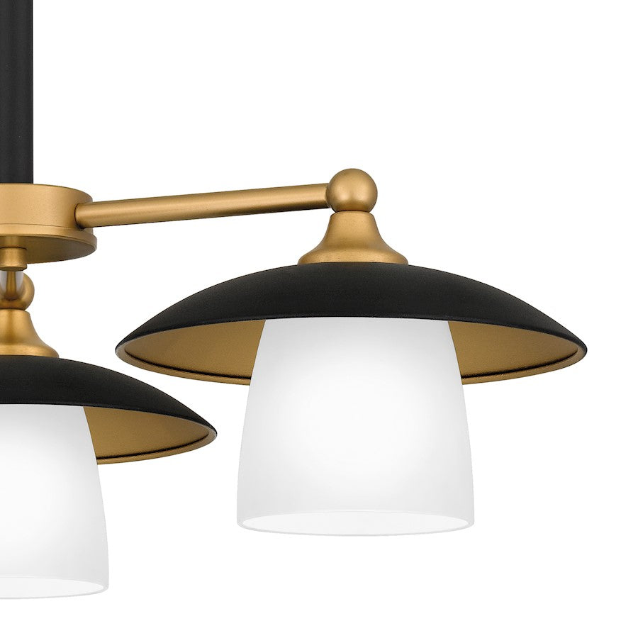 Fayette 3 Light Chandelier, Earth Black/Clear Etched