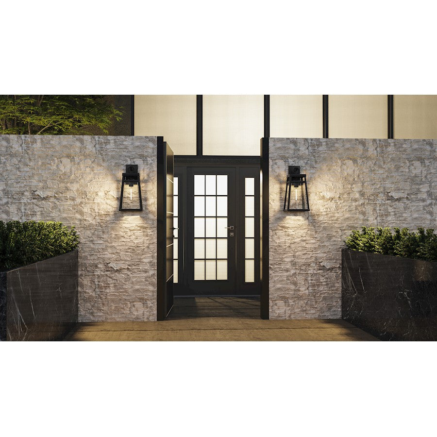 Godfrey 1 Light Outdoor Lantern, Matte Black/Clear Rain