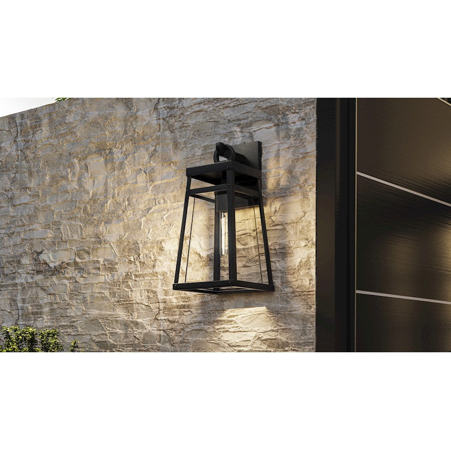Godfrey 1 Light Outdoor Lantern, Matte Black/Clear Rain