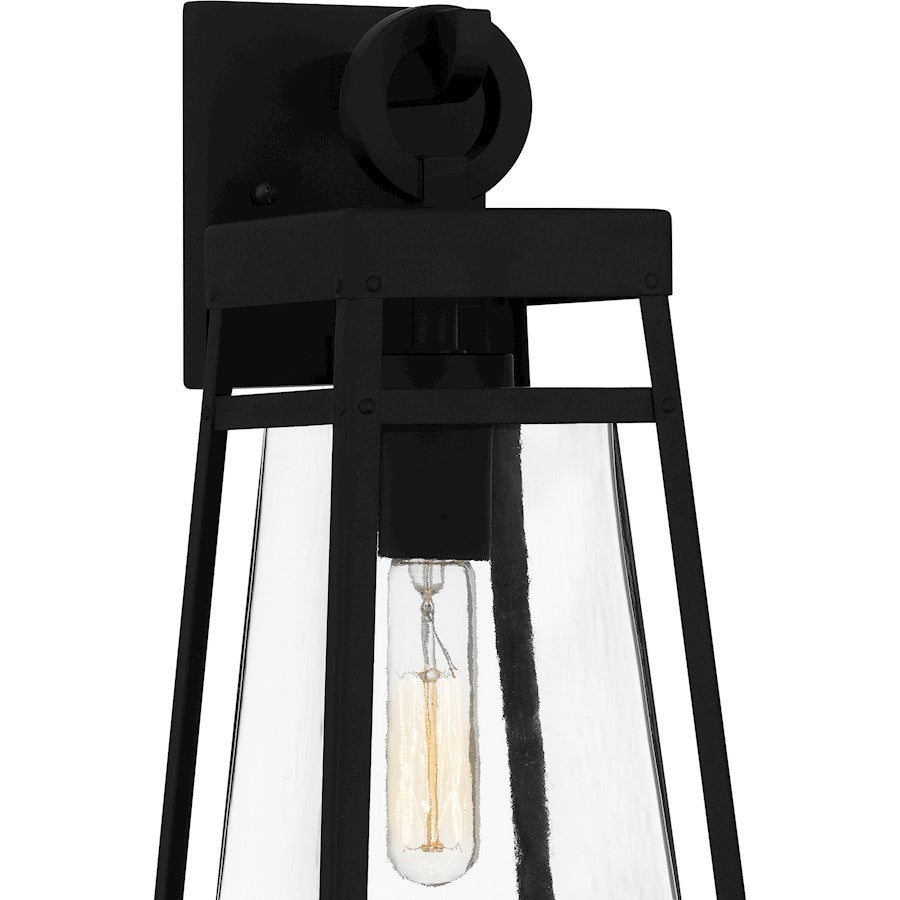 Godfrey 1 Light Outdoor Lantern, Matte Black/Clear Rain