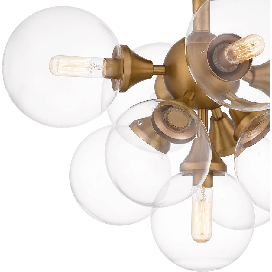 Glinda 5 Light Semi-Flush Mount, Weathered Brass/Clear