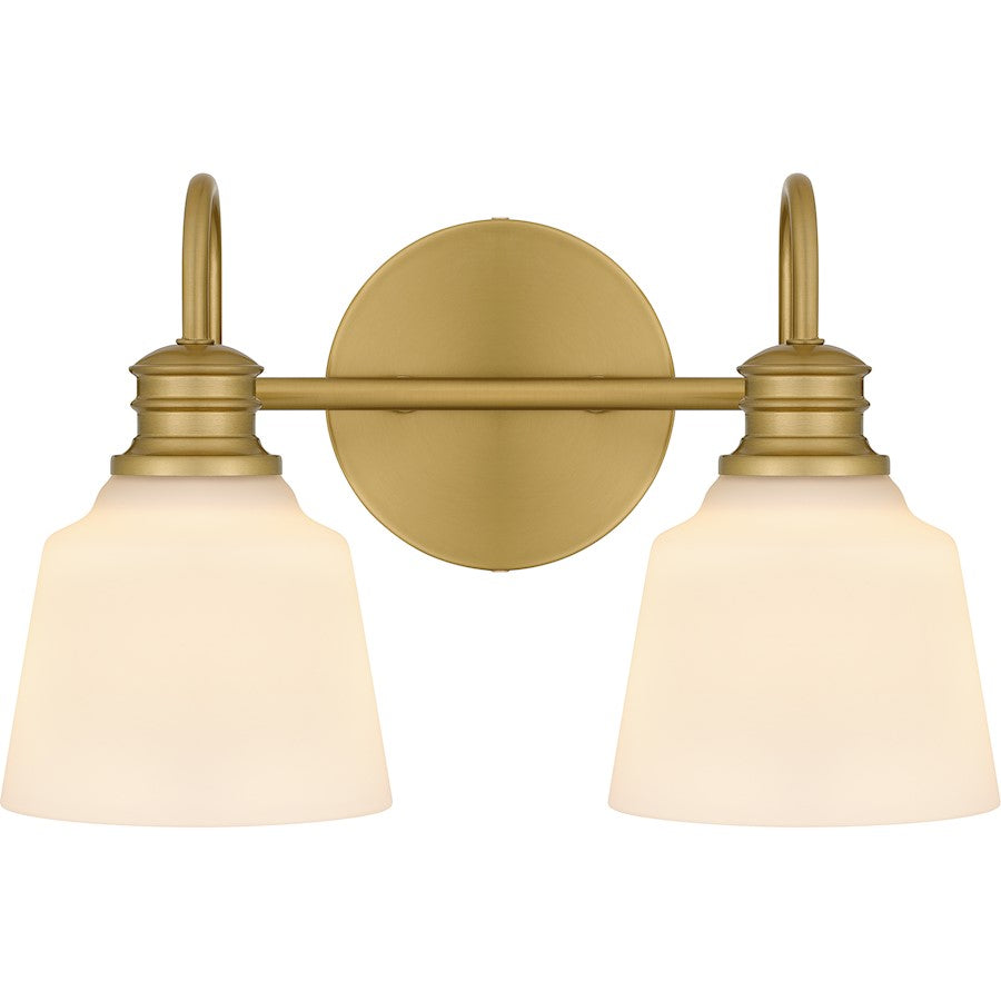 Quoizel Hinton 2 Light Bath Light, Aged Brass/Opal Etched - HIN8614AB