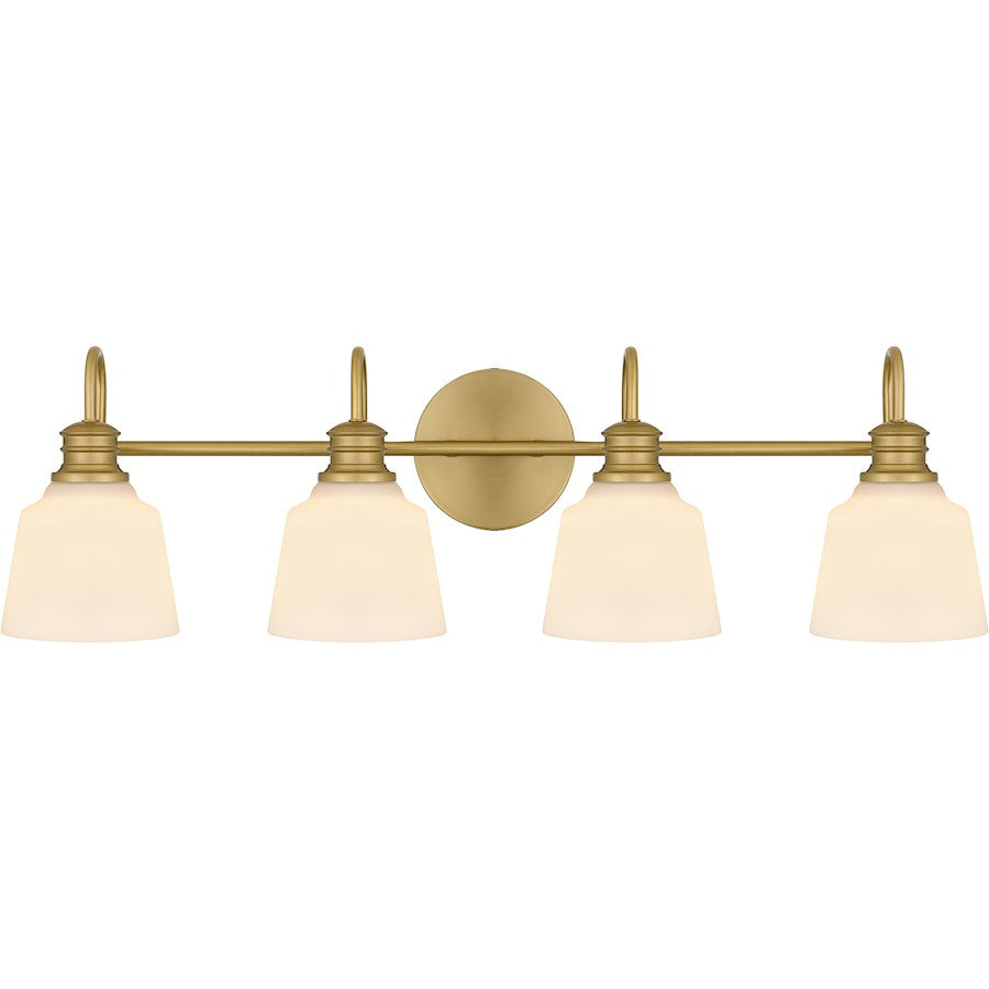 Quoizel Hinton 4 Light Bath Light, Aged Brass/Opal Etched - HIN8630AB