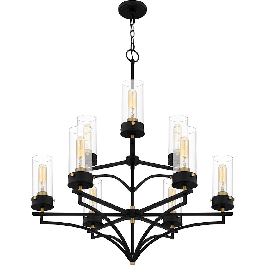 Hillside Chandelier, Matte Black/Clear Glass