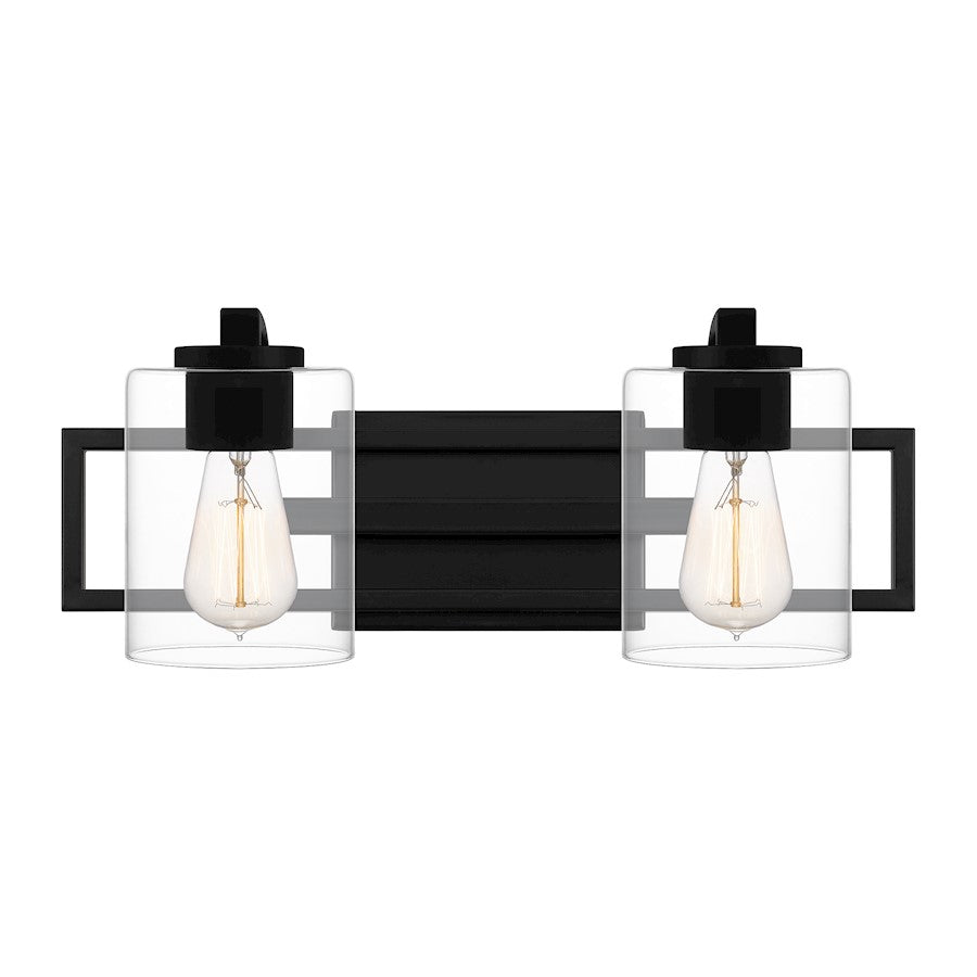 Lansdowne 2 Light Bath Vanity, Matte Black/Clear