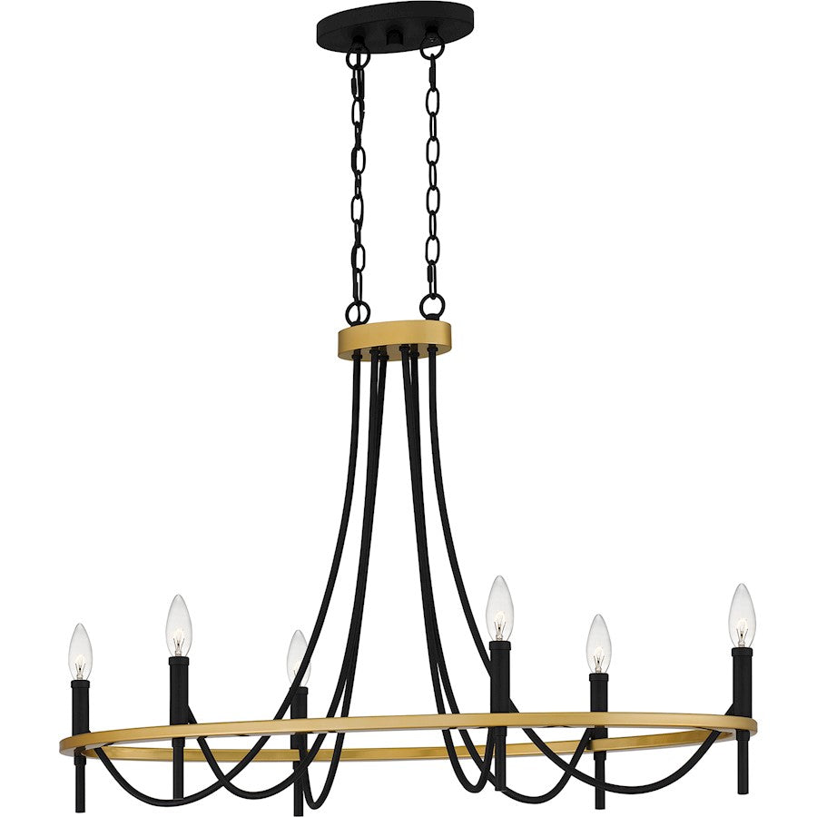 Legare 6 Light Island Light, Matte Black