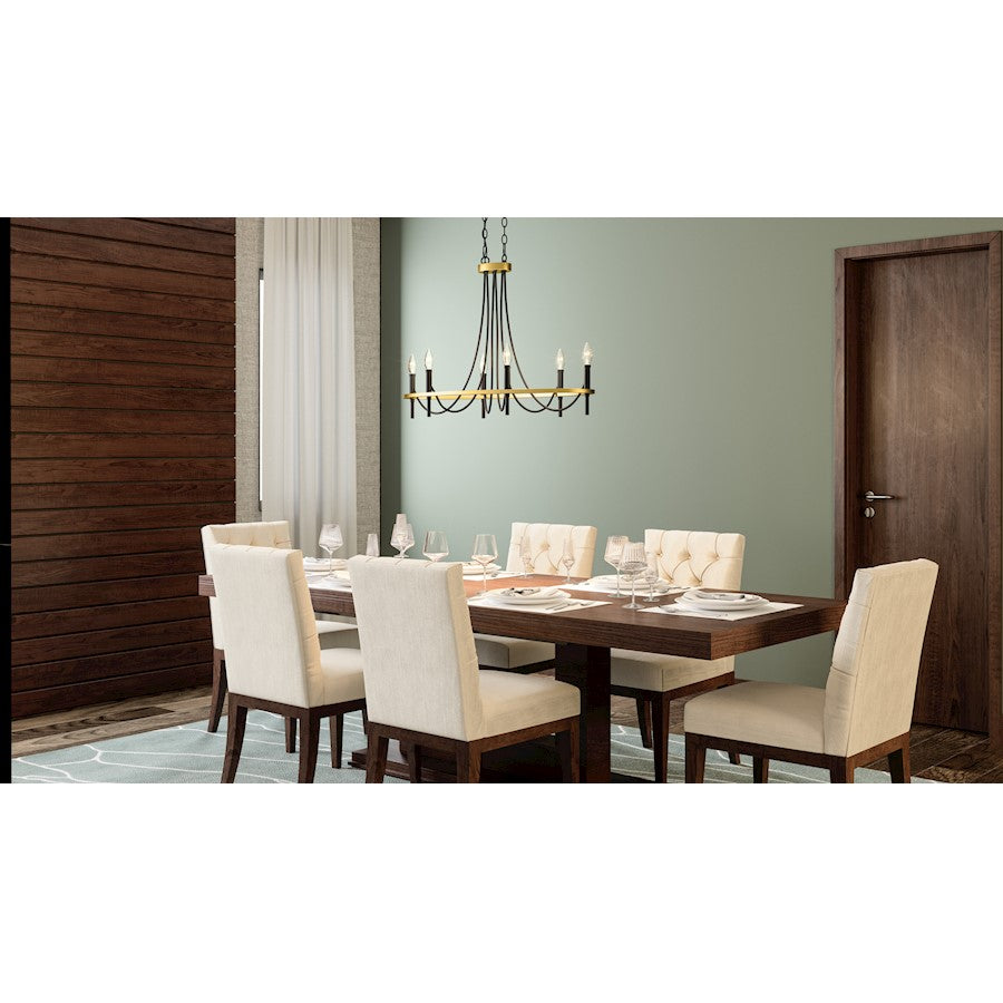 Legare 6 Light Island Light, Matte Black