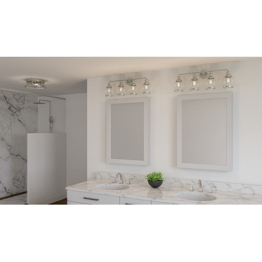 Ludlow 4 Light Bath Light, Brushed Nickel/Clear