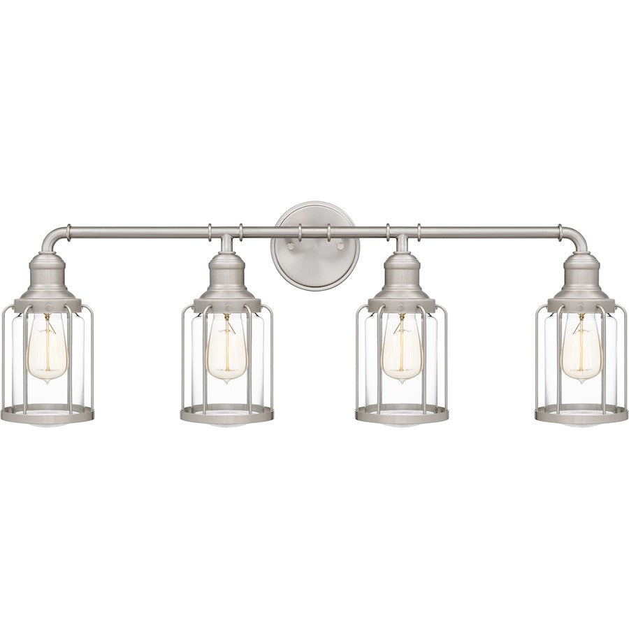 Ludlow 4 Light Bath Light, Brushed Nickel/Clear