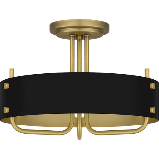 Quoizel Madden 3 Light Semi-Flush Mount, Aged Brass - MAD1717AB