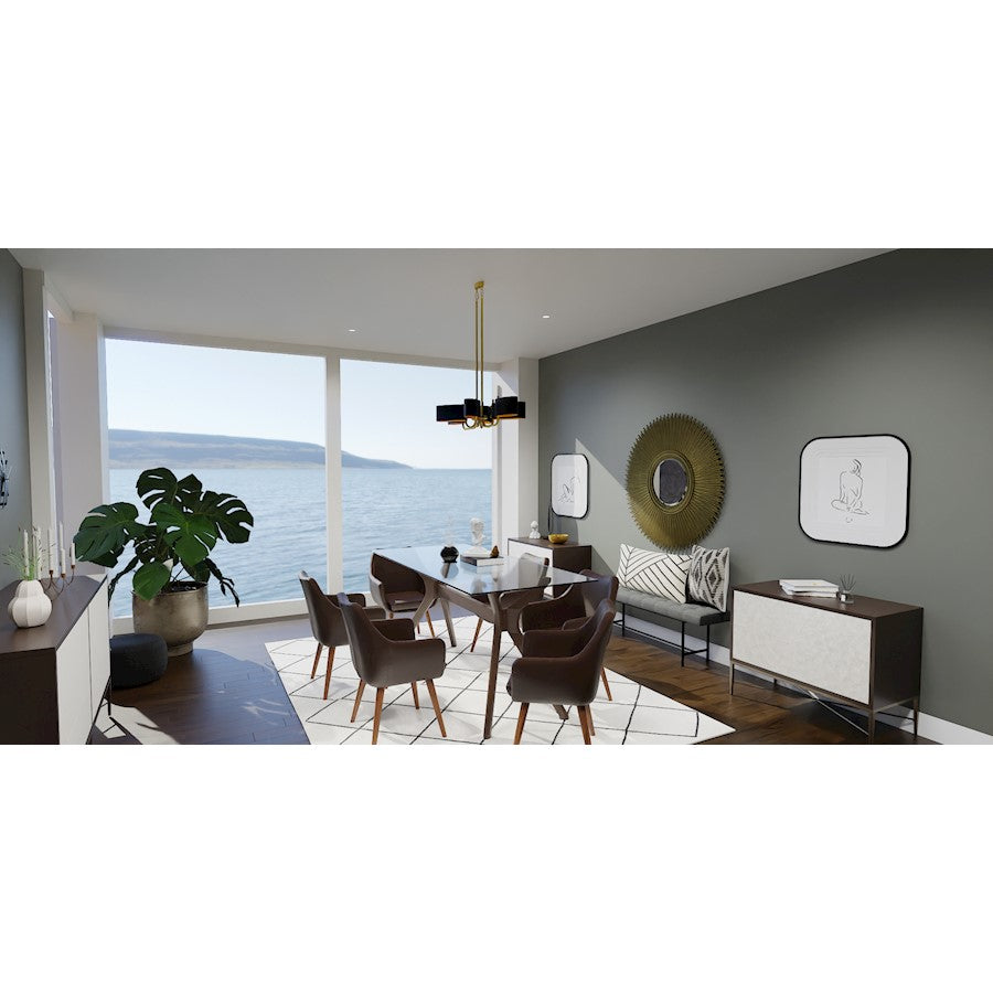 Madden 6 Light Island Light, Aged Brass/Metal