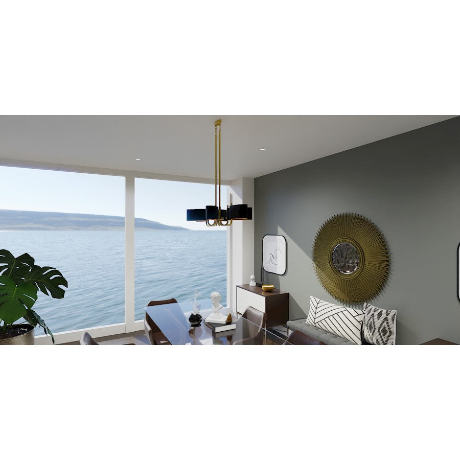 Madden 6 Light Island Light, Aged Brass/Metal