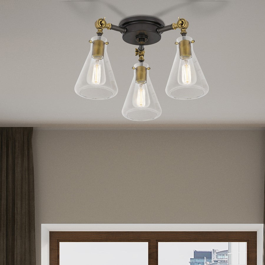 Quoizel Mccall 3 Light Semi Flush Mount, Western Bronze/Clear - MCC1718WT