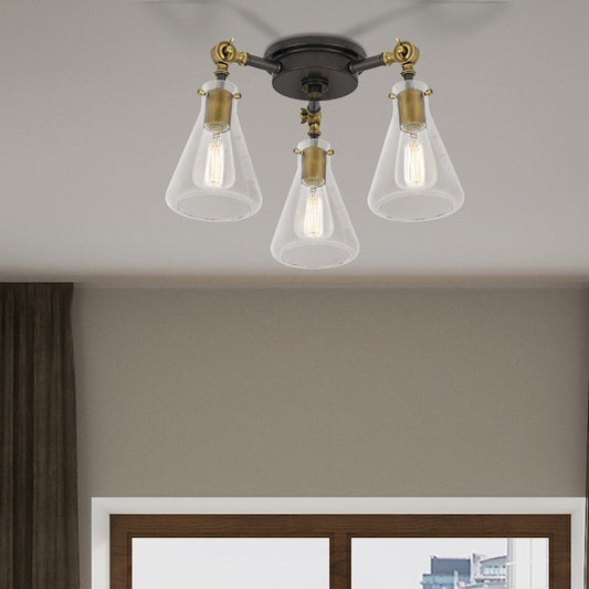 Quoizel Mccall 3 Light Semi Flush Mount, Western Bronze/Clear - MCC1718WT