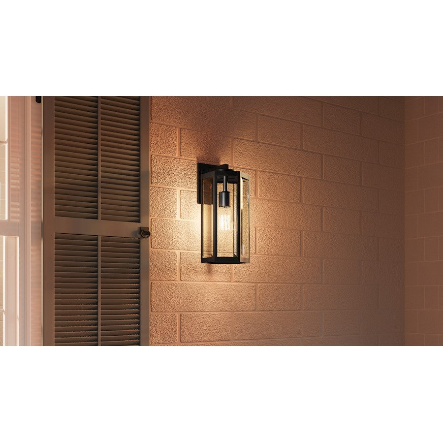Mesnick 1 Light Outdoor Lantern, Black/Clear Beveled