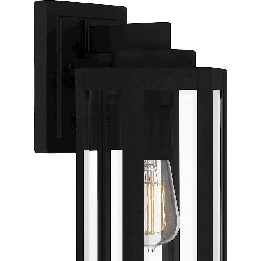 Mesnick 1 Light Outdoor Lantern, Black/Clear Beveled
