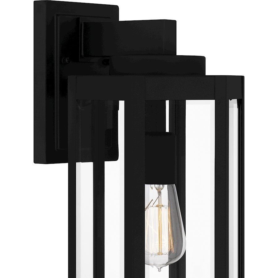 Mesnick 1 Light Outdoor Lantern, Black/Clear Beveled