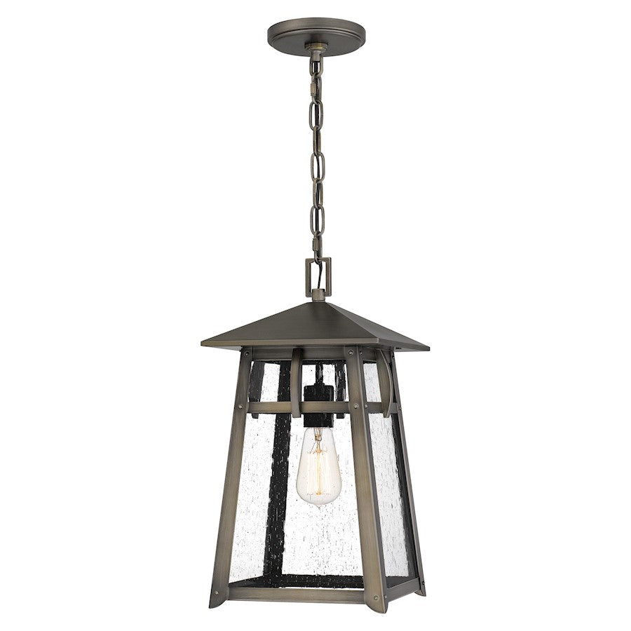 Merle 1 Light 17" Outdoor Lantern, Burnished Bronze/Seeded
