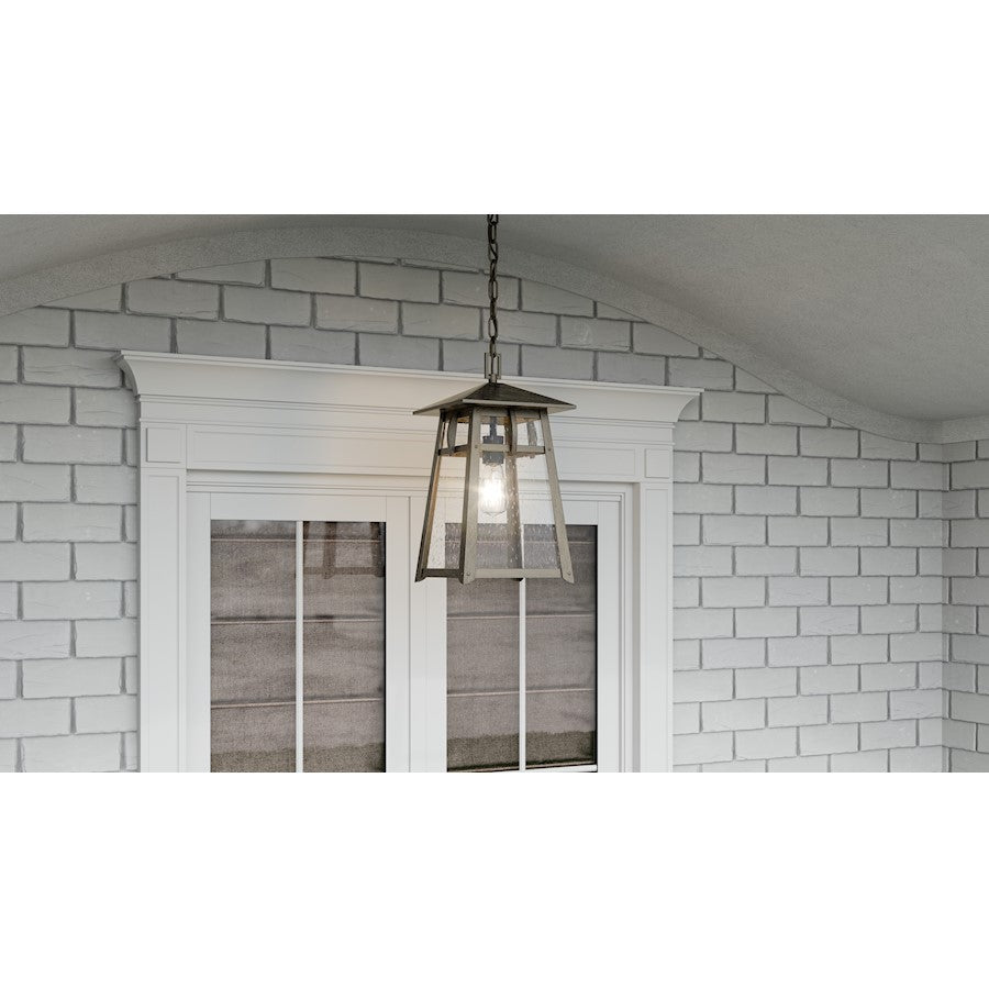 Merle 1 Light 17" Outdoor Lantern, Burnished Bronze/Seeded