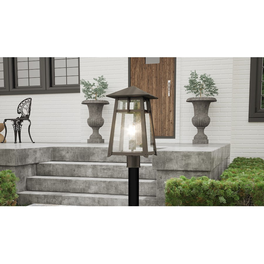 Merle 1 Light 17.75" Outdoor Lantern, Burnished Bronze/Seed