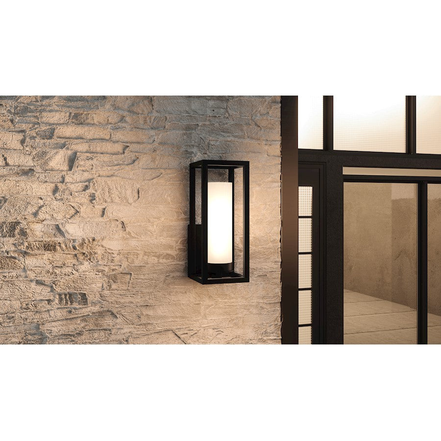 Neville 1 Light Outdoor Lantern, Matte Black/Etched