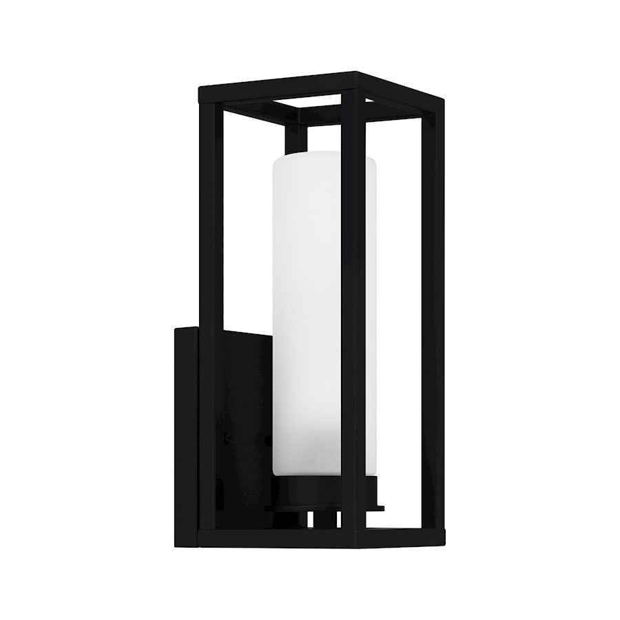 Neville 1 Light Outdoor Lantern, Matte Black/Etched