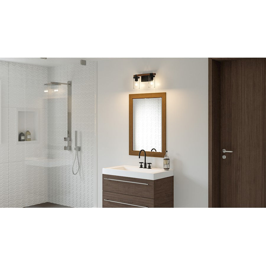 Quoizel Nottinghill 2 Light Bath Light, Matte Black/Clear - NTH8615MBK