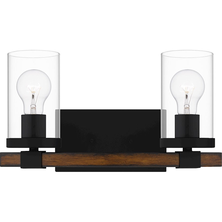 Nottinghill 2 Light Bath Light, Matte Black/Clear