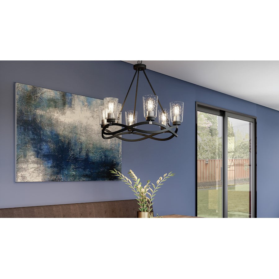 Overlook 6 Light Chandelier, Earth Black/Clear Seedy