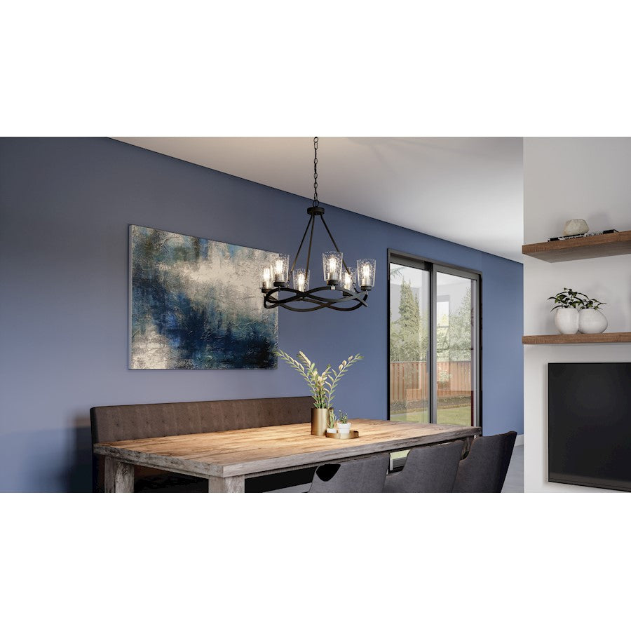 Overlook 6 Light Chandelier, Earth Black/Clear Seedy