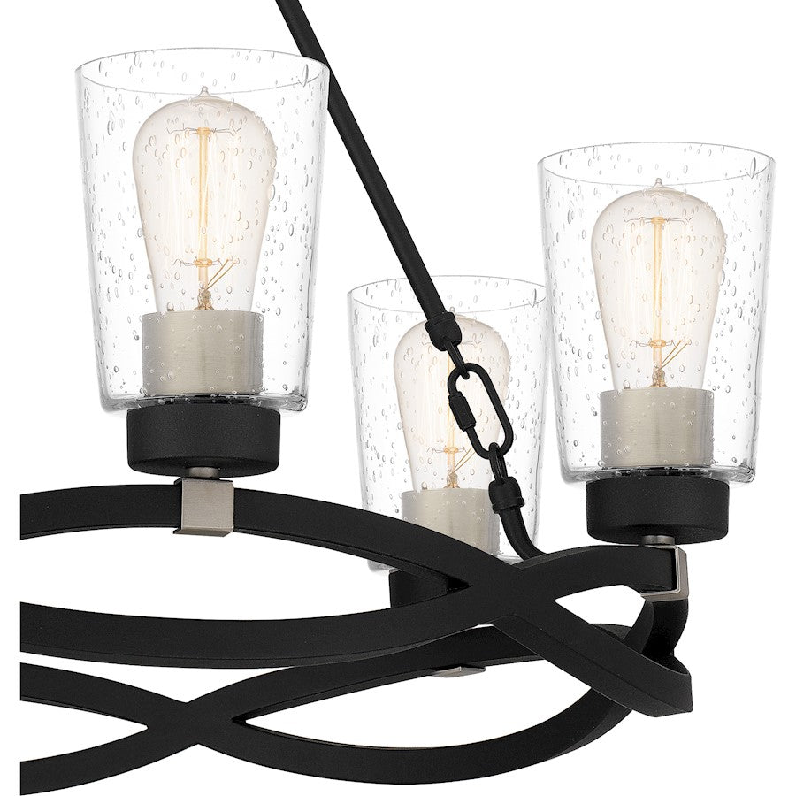 Overlook 6 Light Chandelier, Earth Black/Clear Seedy