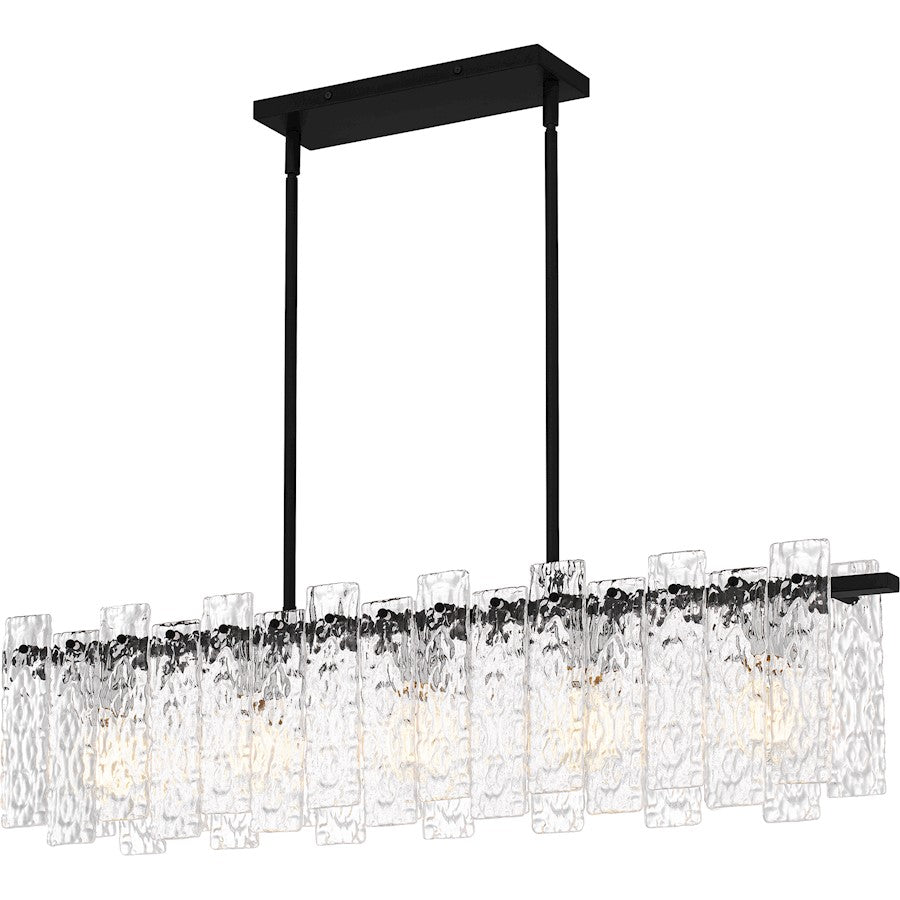 Caspian 5 Light Island Light, Matte Black/Clear Textured
