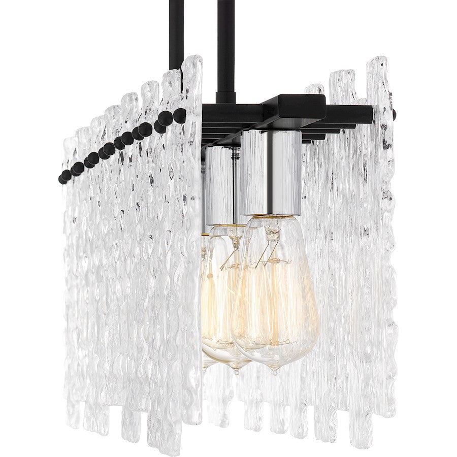 Caspian 5 Light Island Light, Matte Black/Clear Textured