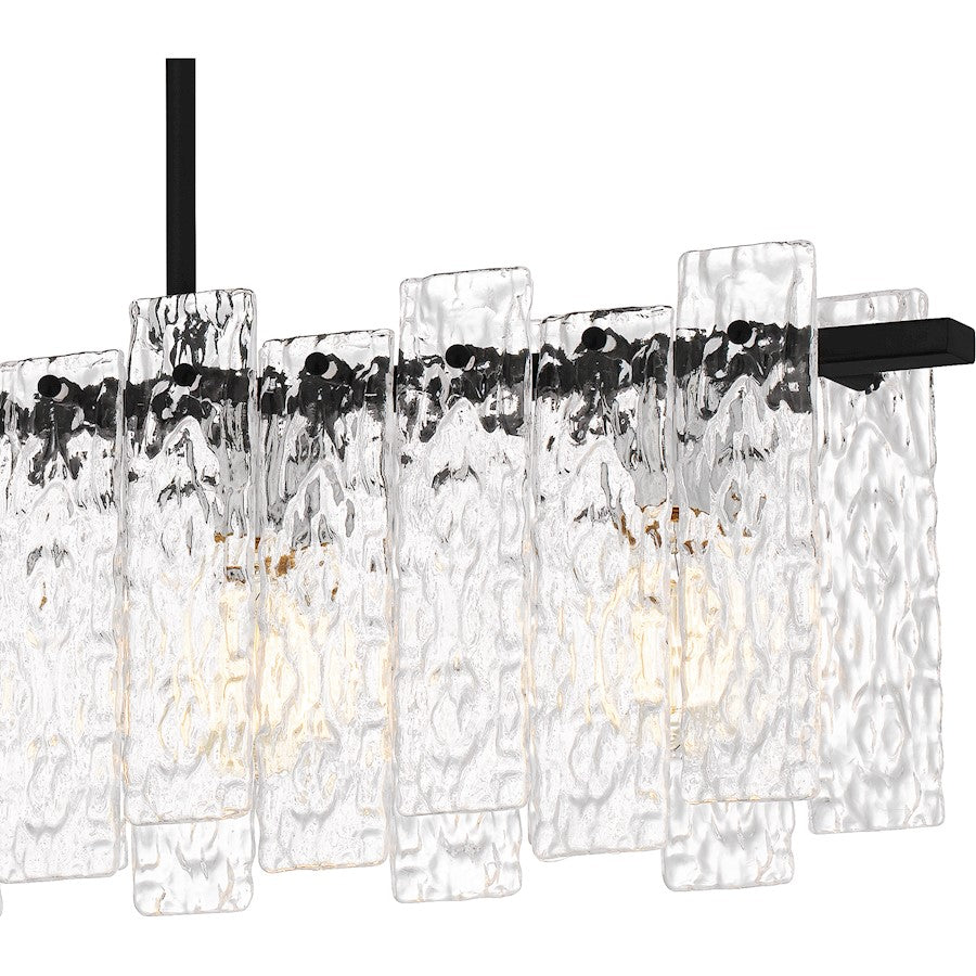 Caspian 5 Light Island Light, Matte Black/Clear Textured