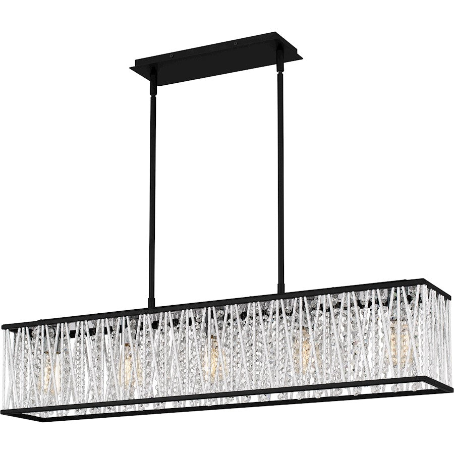 Celeste 5 Light Island Light, Matte Black/Clear Crystal