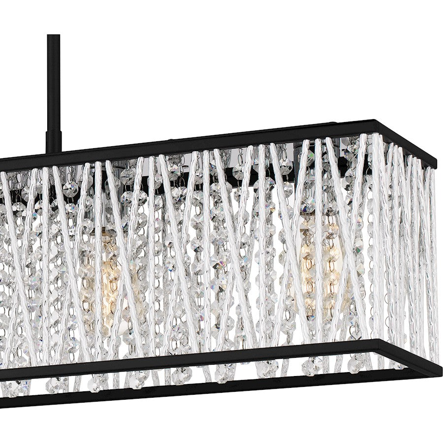 Celeste 5 Light Island Light, Matte Black/Clear Crystal