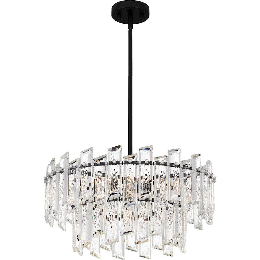 Dion 6 Light Pendant, Matte Black/Clear Crystal Glass