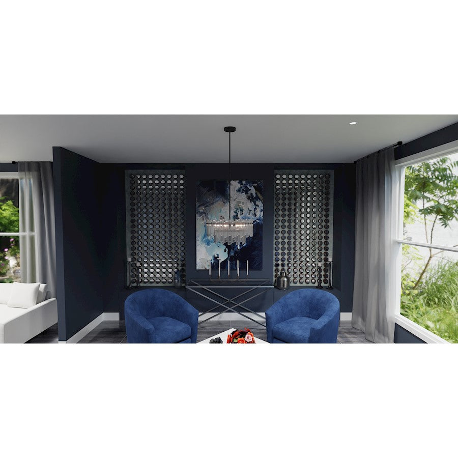 Dion 6 Light Pendant, Matte Black/Clear Crystal Glass