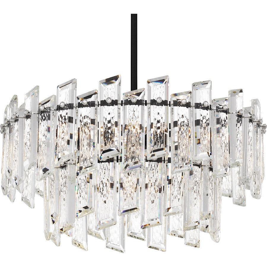 Dion 6 Light Pendant, Matte Black/Clear Crystal Glass