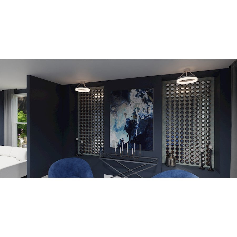 Cohen Semi-Flush Mount, Brushed Nickel/White Acrylic